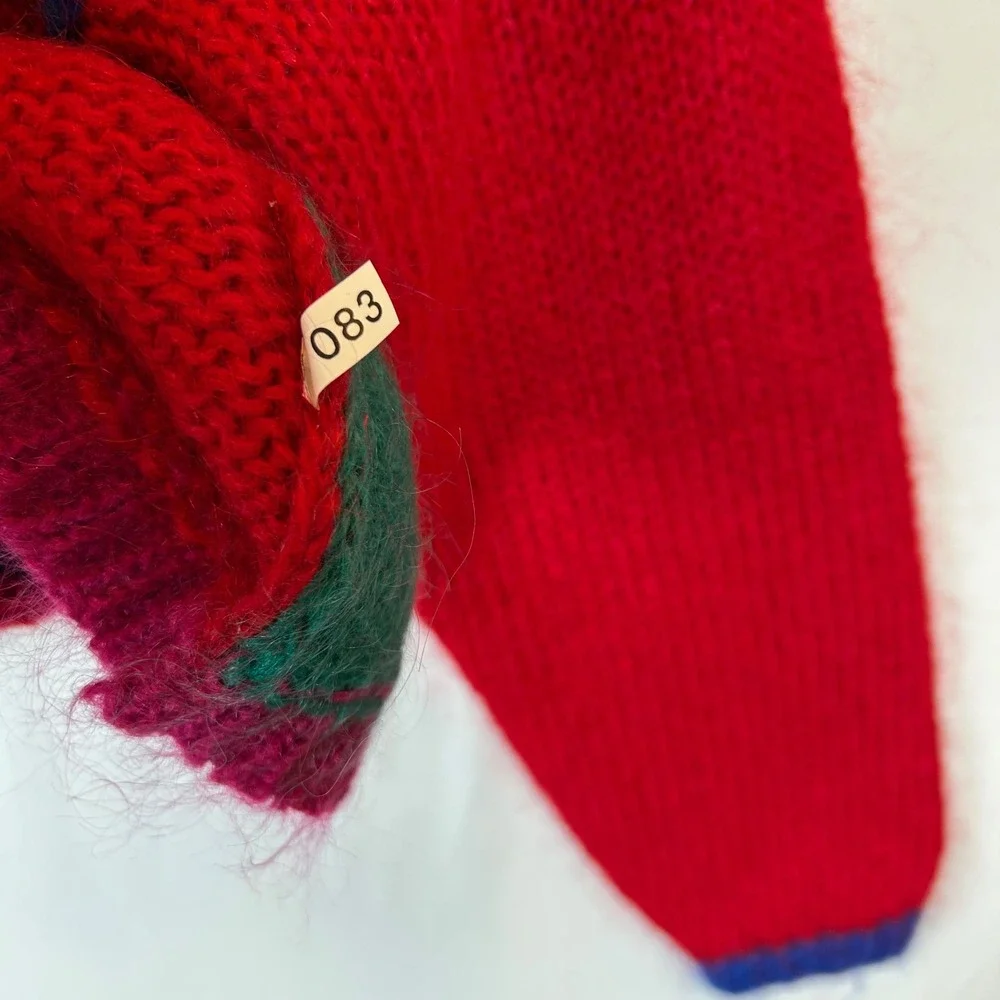 The Limited 80s Geometric Diamond Knit V-Neck Sweater‎ Red Vintage Size P S